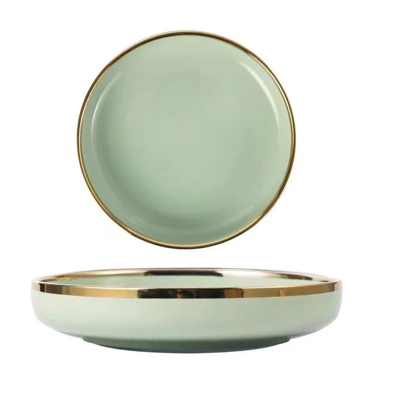 Luxury western tableware gold cutlery bowls set porcelain european dinnerware set plate