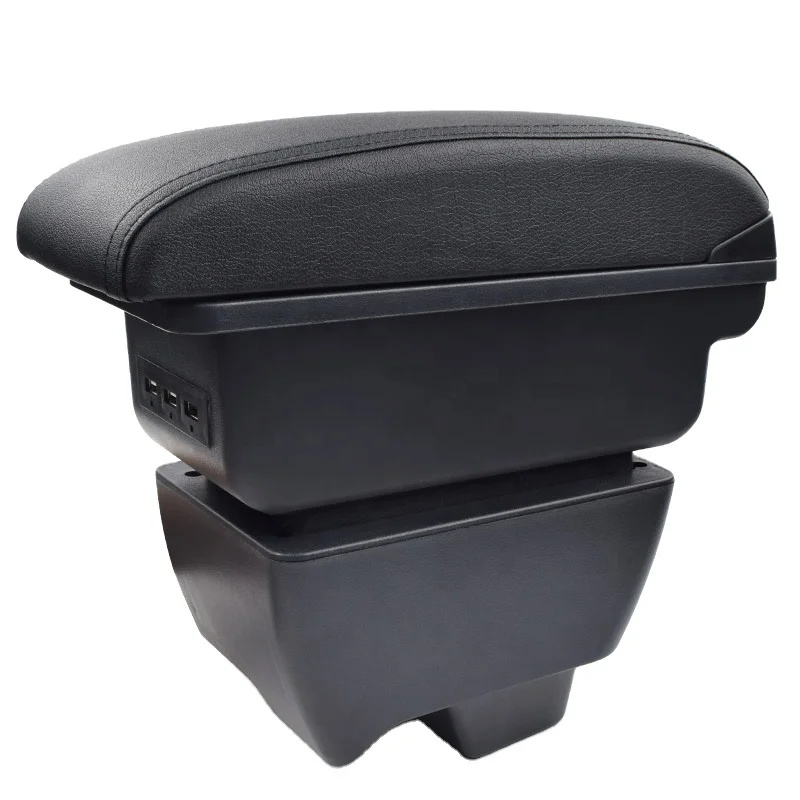 Vtear For Mahindra Bolero armrest leather USB interface storage box red thread car-styling interior ABS arm rest accessories