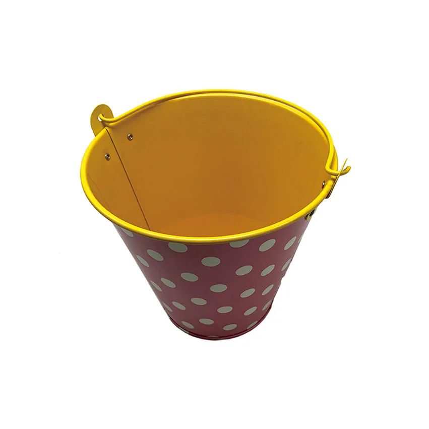 Buckets with Handle Mini Round Flower Pot Plant Basket Decoration Metal Customized Galvanized Bucket Home Party Food CMYK