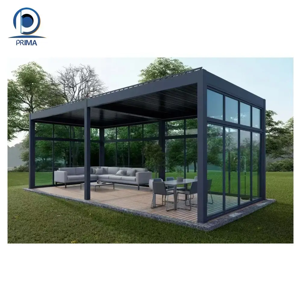 Aluminum Frame Portable Fire Waterproof louver roof residential buildings patio aluminium automatic garden sun shed tende