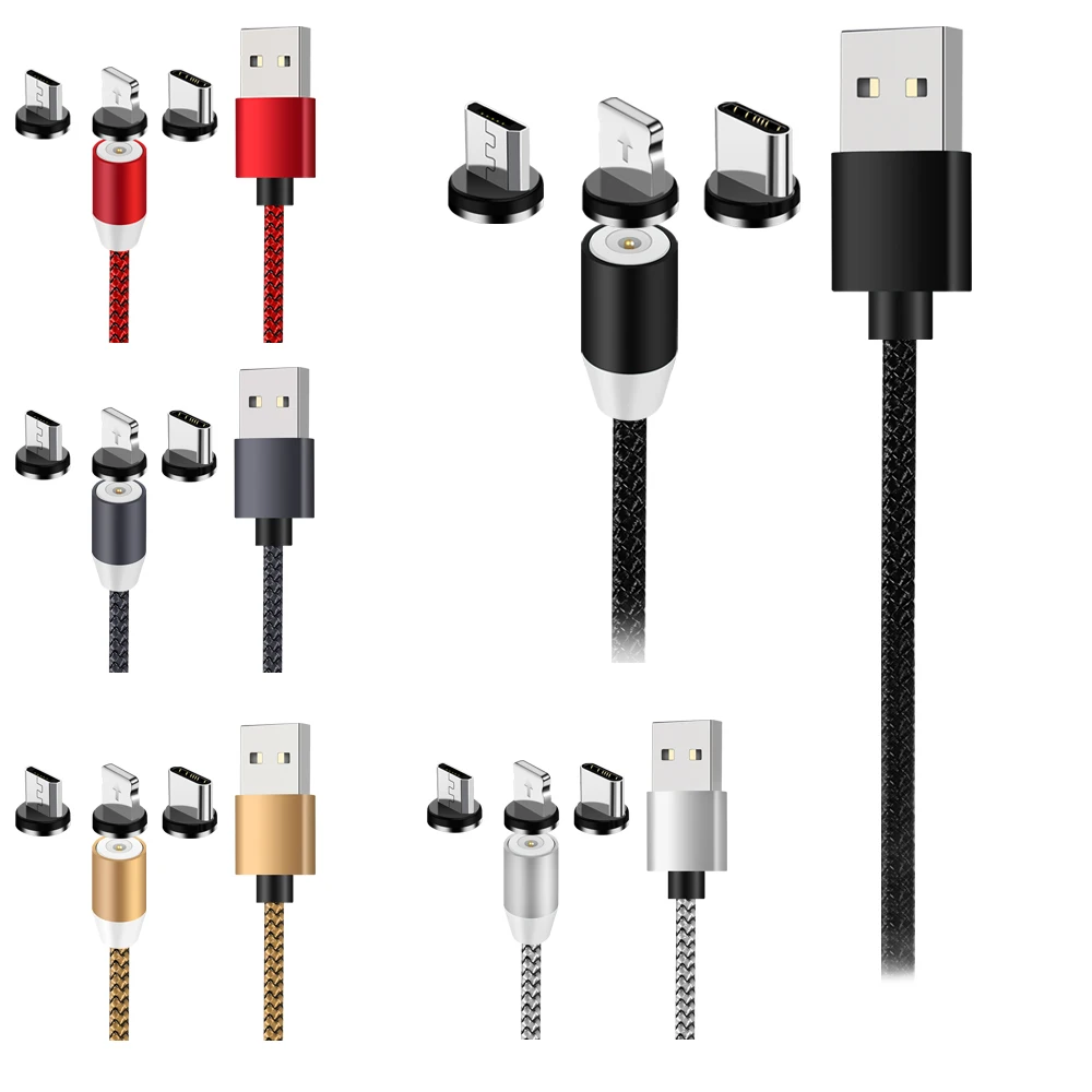 3 в 1 светодиодный магнитный зарядный USB-кабель для iPhone Type C Micro