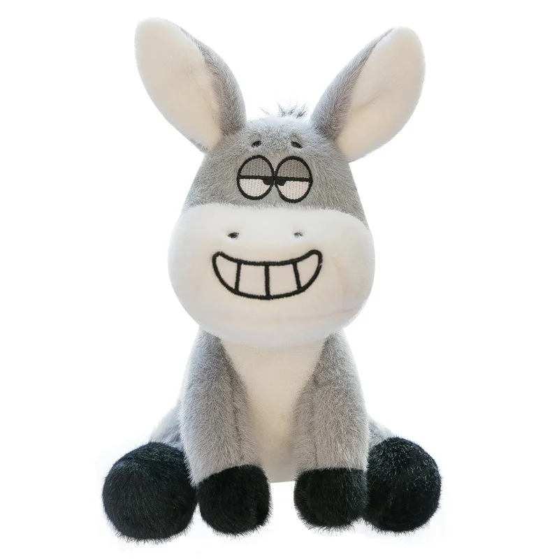 Custom Kids Plushie Stuffed Soft Cartoon Gray Plush Donkey Toy