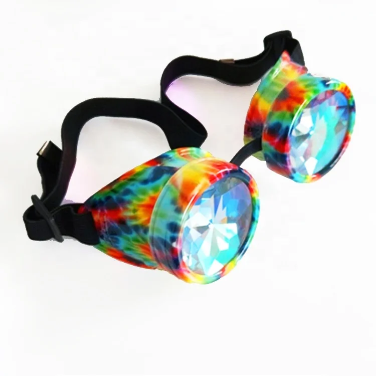 Hot Sell Colorful Lens Eyewear Glasses Welding Gothic Crystal Lens Cosplay Steampunk Kaleidoscope Glasses