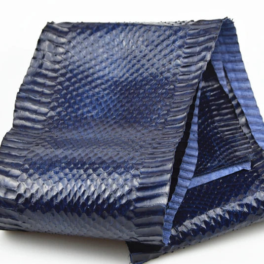 Blue color real water snake skin leather for handbag