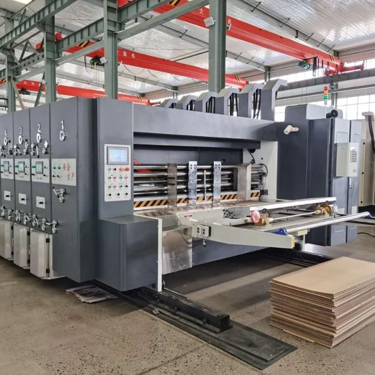 PLC high speed carton flex printing die cutting pizza box making machine