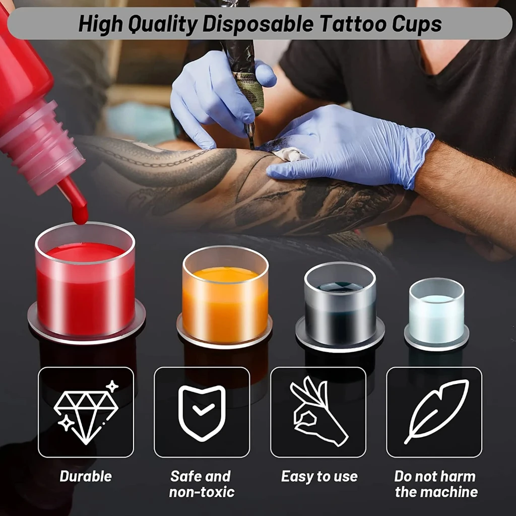 1000pcs S/M2/M1/L/XL Disposable Tattoo Permanent Pigment Plastic Tattoo Holder Ink Cups