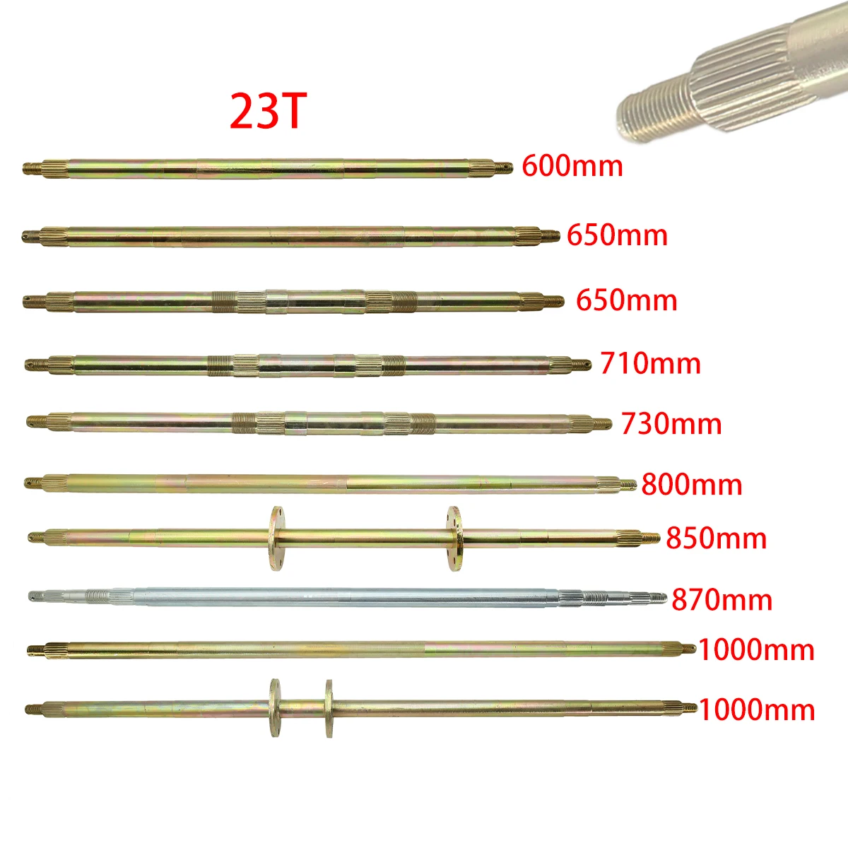 60/65/71/73/80/85/87/100 cm 23T Rear Axle Is Suitable For DIY Electric Off-road Vehicle Atv Car Kart Four-wheel Motorcycle Parts