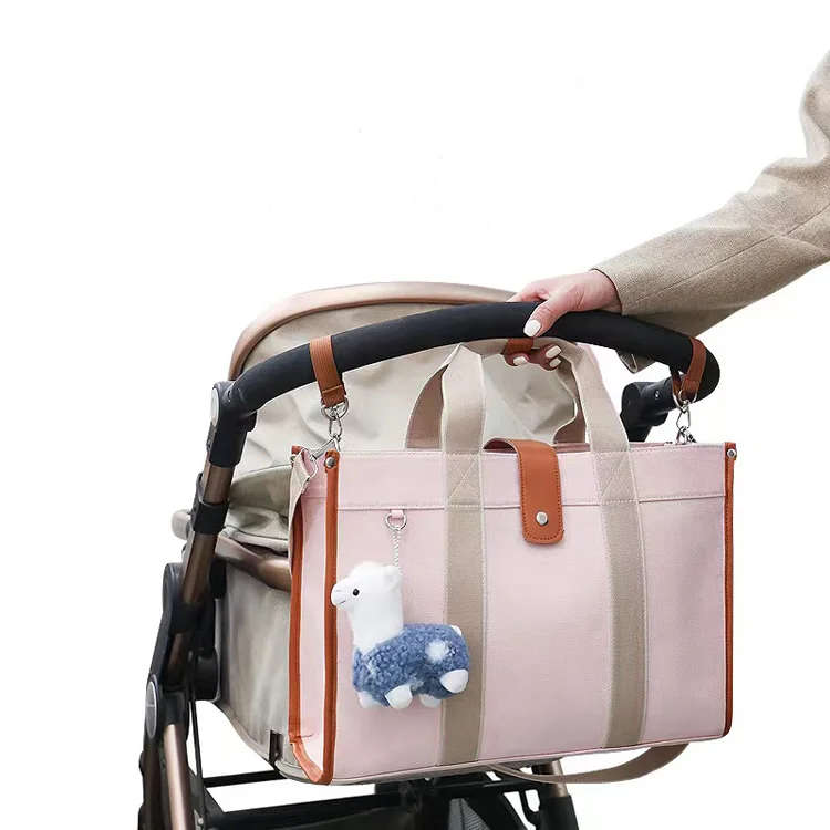 fashionable multi-functional Low MOQ Custom cute mini canvas maternity bag tote travel small baby diaper bag for mom