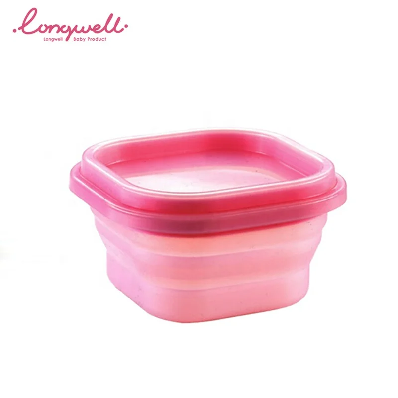 
Ningbo Longwell Foldable Microwave Safe Silicone Camping Bowls Lids Feeding Baby Children Outdoor Silicone Collapsible Baby Bowl 