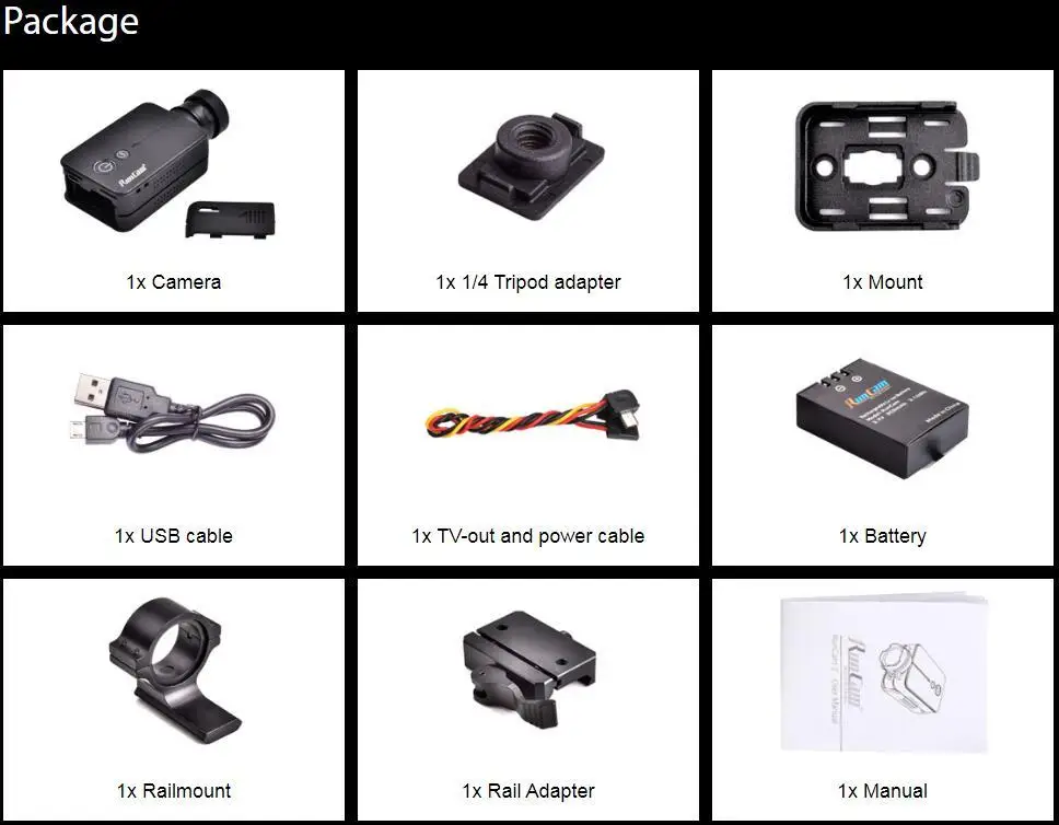  RunCam 2 камера страйкбольная версия автомат прицел 35 мм объектив 1080P встроенный WiFi iOS/Android APP HD