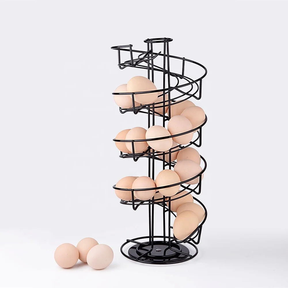 Spiral Design Rotating Metal Egg Dispenser Storage Display Coffee Capsule Holder Rack Rotating Storage