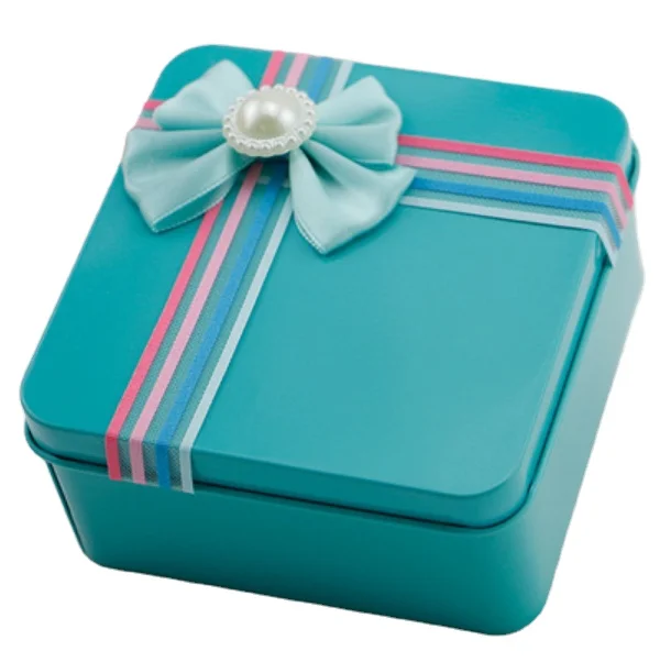 
Various Custom Valentines Wedding Gift Tin Box Pantone Star Bag Metal Craft Industrial Packing Pearl embossing Finish blue Color 