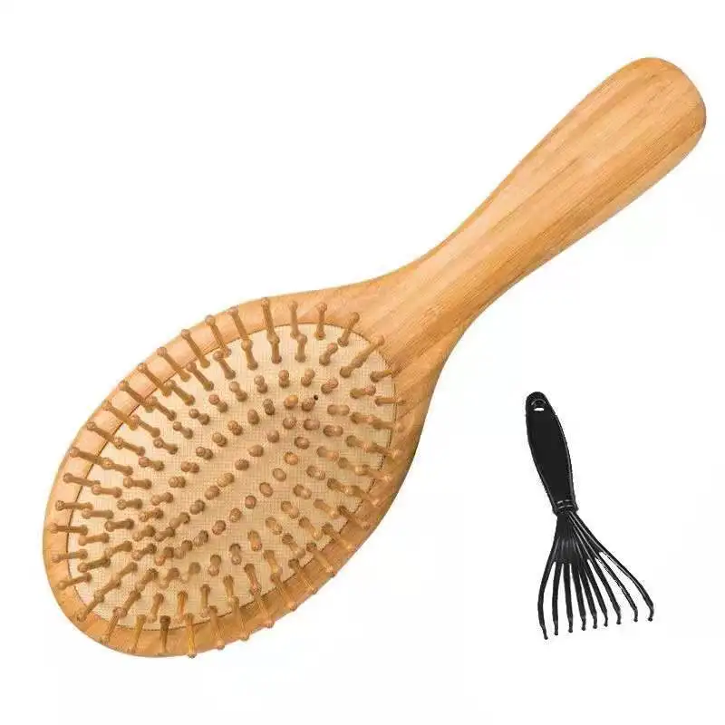 Yaeshii Wooden Bamboo Massage Hair Brush Improve Hair Growth Wood  Prevent  Loss Detangling Comb with Clean Brush