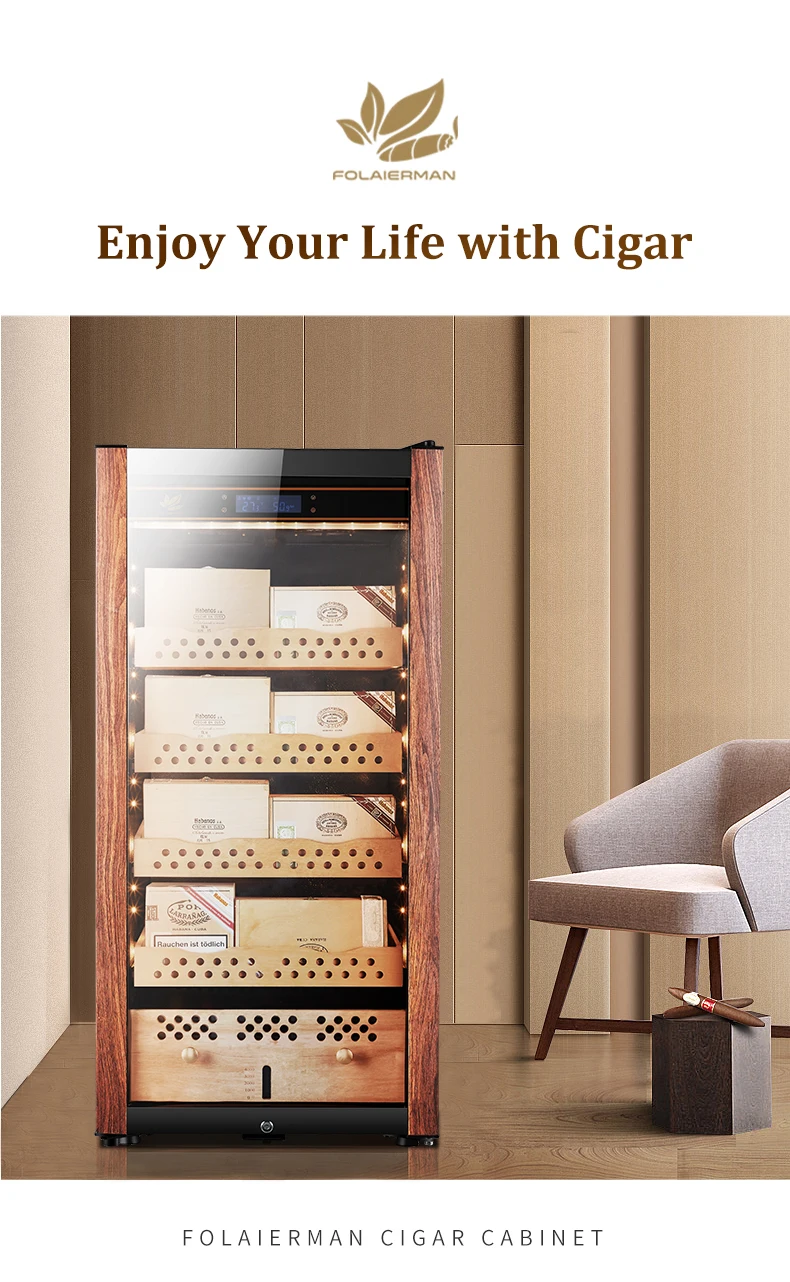 Wooden luxury wholesale refrigerated storage electric automatic electrical cigar humidor cabinet
