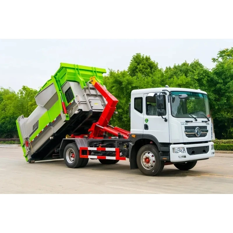 12 cubic meter mobile compression garbage station equipped with Dongfeng hook arm garbage truck
