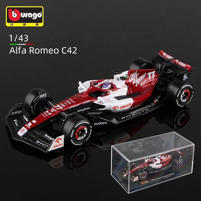 1:43 Alfa Romeo F1 команда Orlen C42 #77 Bottas 2022 гоночная 24 # Guanyu модель автомобиля из сплава игрушка литая под давлением Bburago
