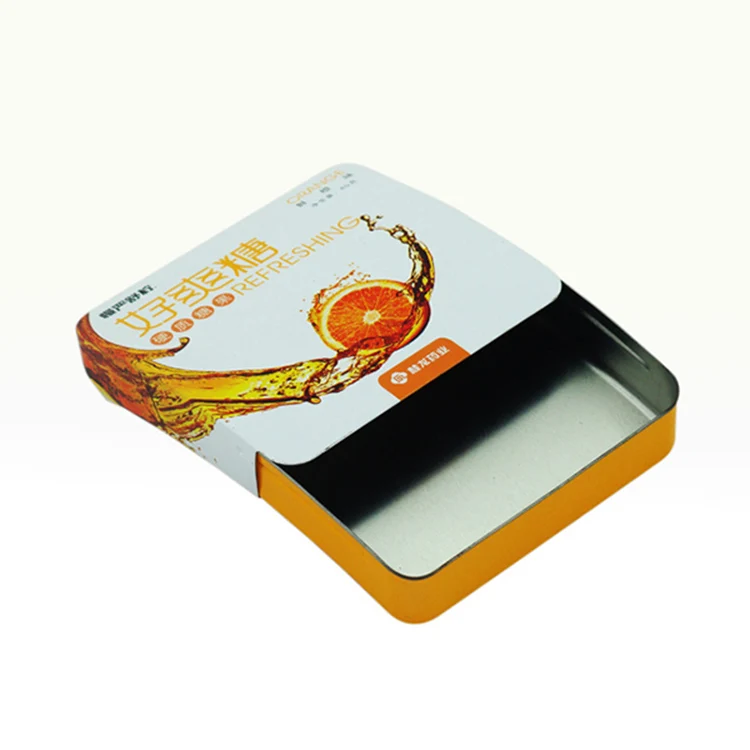 Wholesale Customized Printing Design Promotional Small Mint Candy Slide Tin Box