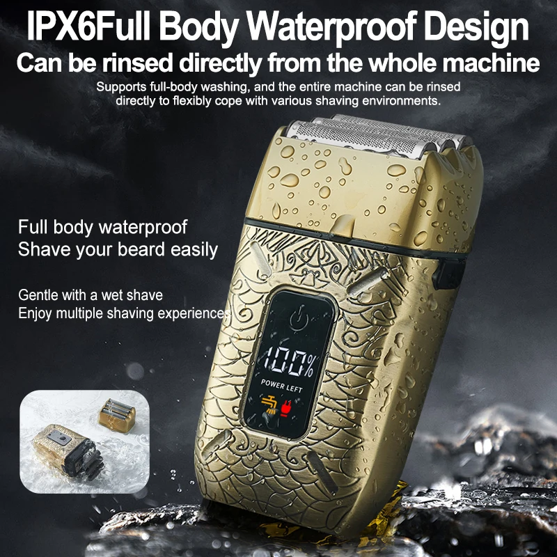 4D Заводская LK3305 цельнометаллическая бритва с ЖК-дисплеем IPX6 Водонепроницаемая для парикмахерской из фольги профессиональная электробритва мужчин