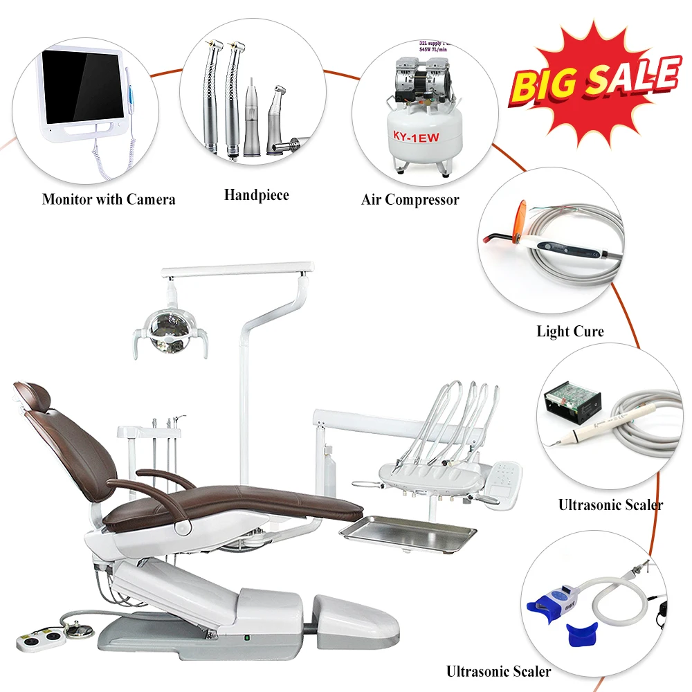 Unique Design Hot Sale Built in scaler LED light cure Monitor Disinfection Best Electric Dental Chair