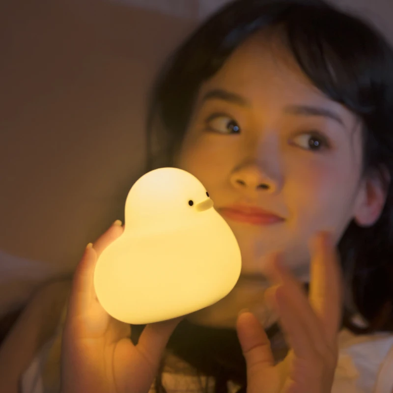 Duck LED Night Light Lamp with USB Rechargeable Timing Adjustable Brightness Cute Modern Small 60 Night Lamp for Bedroom 50000