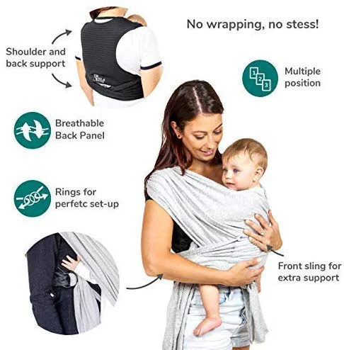 
X Style baby carrier wrap with 4 rings or without rings 