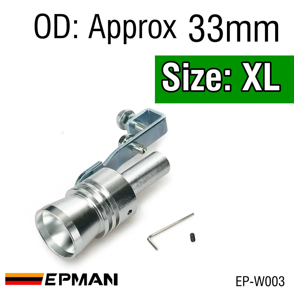 EPMAN Universal Car Turbo Sound Whistle Muffler Exhaust Pipe Blow Off Vale BOV Simulator Whistler Size S/M/L/XL