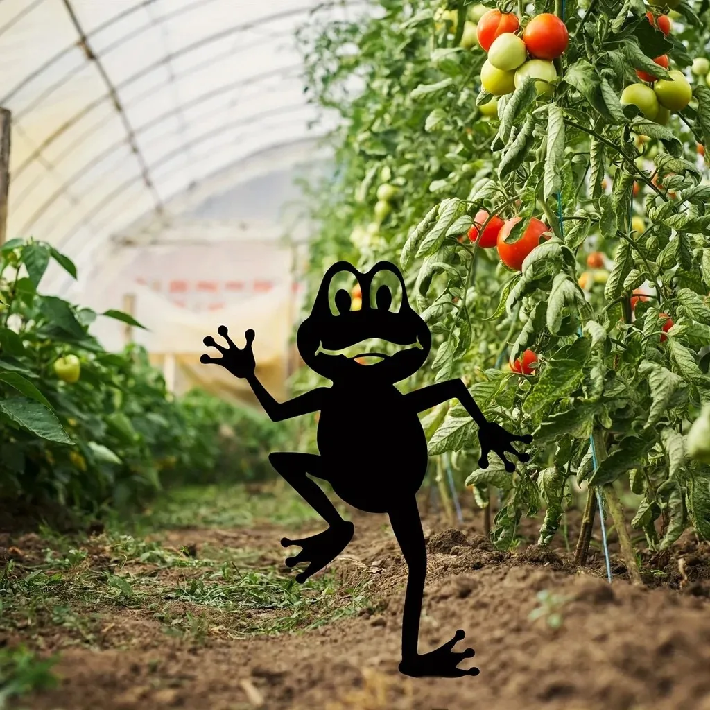 Metal Animal Craft Lawn Decorations Silhouette frog Decor Ornaments Plug-In Decorative Garden frog