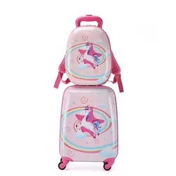 kids travel trolley bags ABS  rolling luggage suitcase set for girls suitcases mochila escolar infantil com rodinhasb 3d
