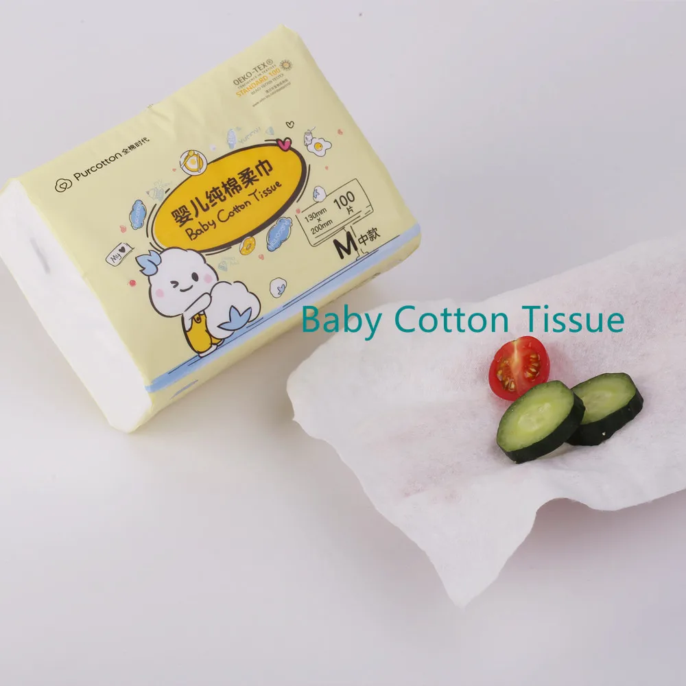 
Hot selling super soft sensitive skin cleansing baby cotton face tissue 