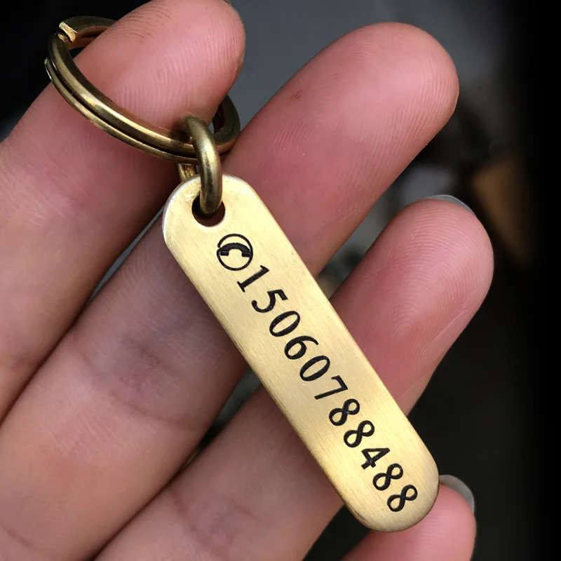 Anti-lost Keychain Brass Blank Keychain License Plate Keychain Number Plate Stainless Steel Metal Zinc Alloy Free Customized