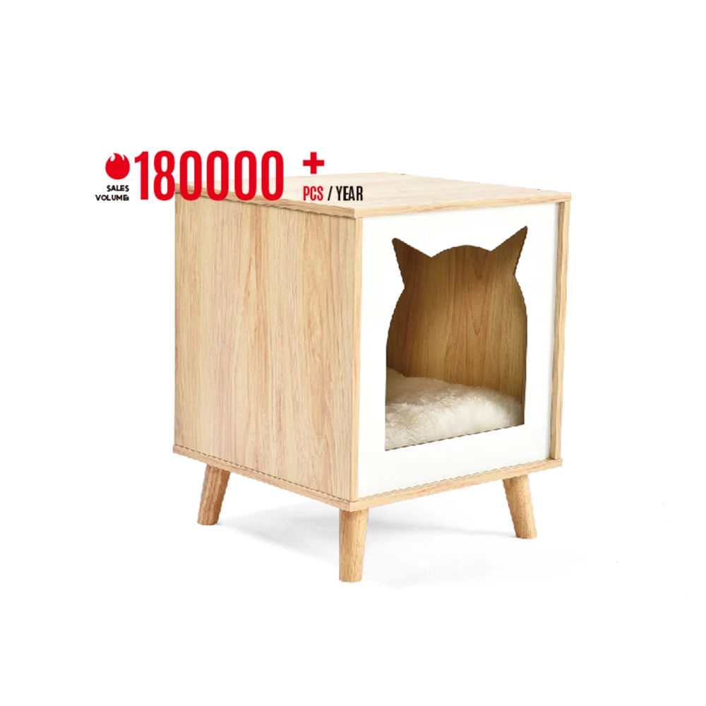 Лидер продаж 12000 шт. в год товары для мебели кошек небольшой шкаф роскошная ДСП Вирджинии домик с подушкой домашних животных