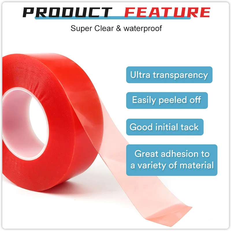 Double Sided PET Adhesive Industrial Mounting Tape Die Cut Red Film Tape