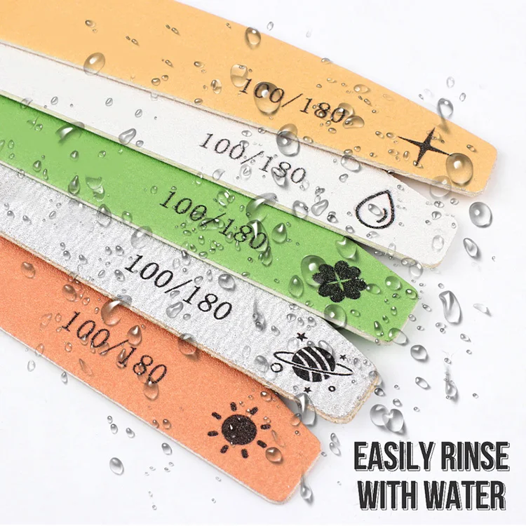 Double Sides Finger Filer Wooden 100 180 Grit Fingernail Manicure Tool Nail File Buffer for Home and Salon Use