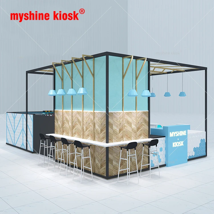 Shopping Mall Cute Fast Pizza Kiosk Food Kiosk Design Bubble Tea Kiosk for Mall