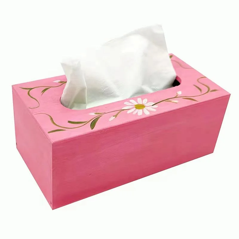 Wholesale Unfinished Natural Color Bamboo Wood Paper Storage Box Organizer Wooden Tissue Box Holder for Kitchen Bathroom