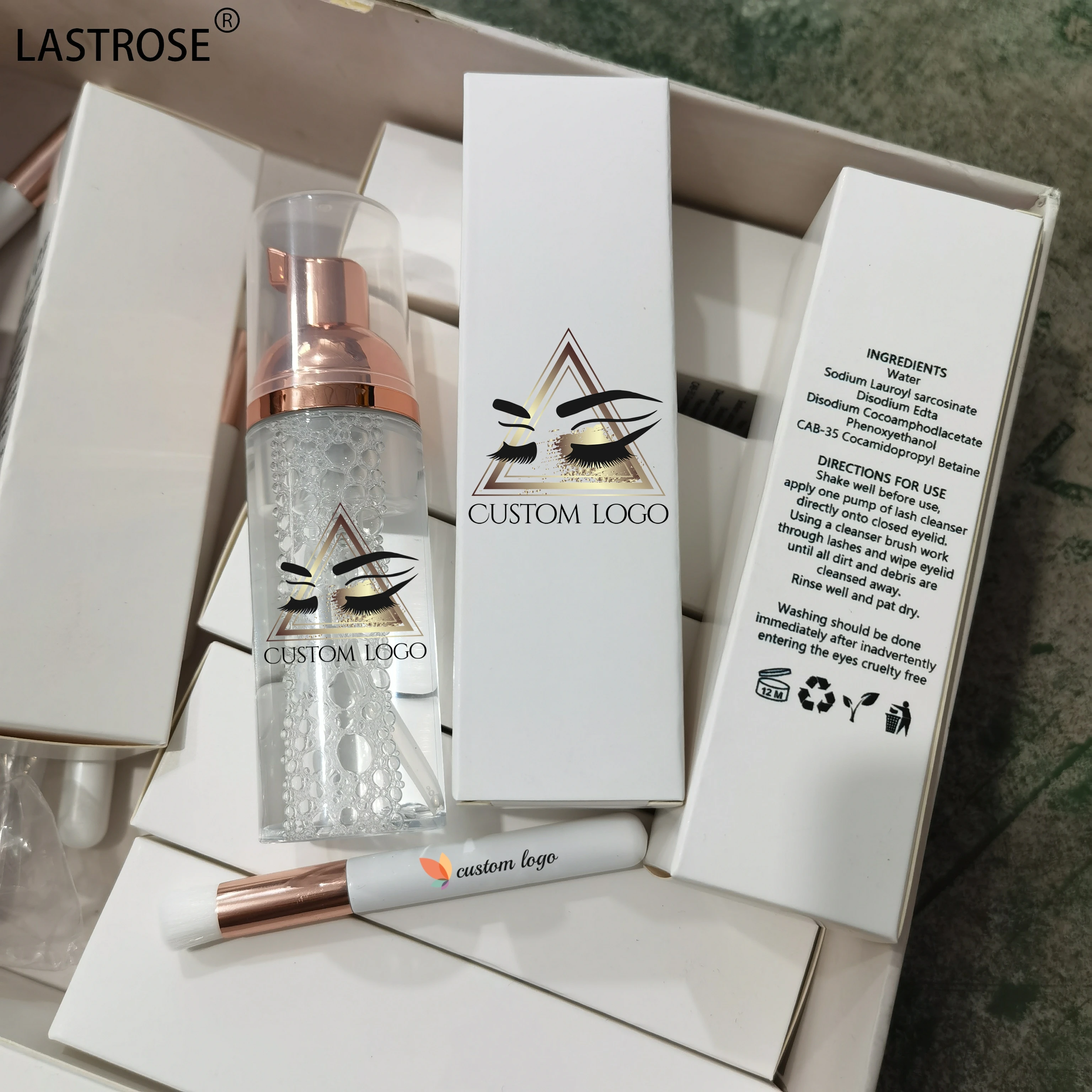 OEM Private Label Eyelash cleanimg mousse Wash Lash Extension Safe Natural Lash Eyelash Foam Shampoo with Cleaner Brush