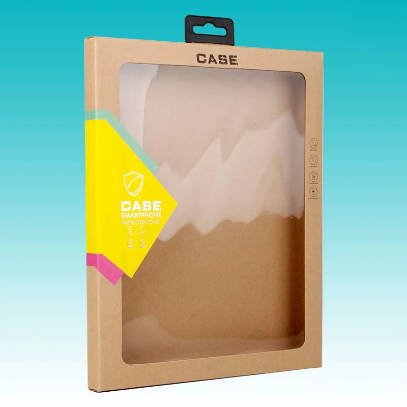 customized logo kraft paper mobile phone case packaging box with Pvc window