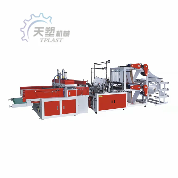 High speed six lines  Heat sealing and Cold cutting plastic hdpe bag making machine for carry bag shopping bag