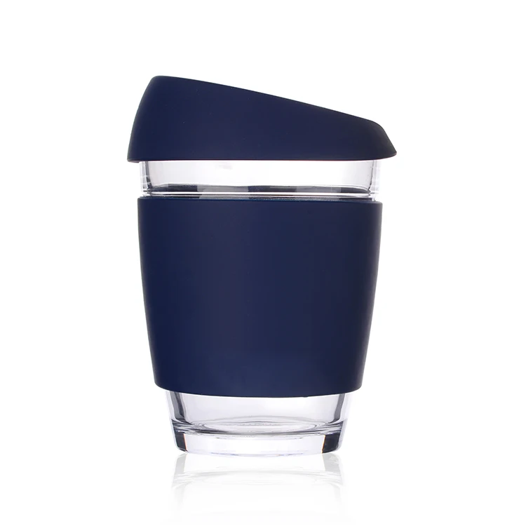 Оптовая продажа термостойкая дорожная кофейная чашка стеклянная многоразовая с силиконовым рукавом и