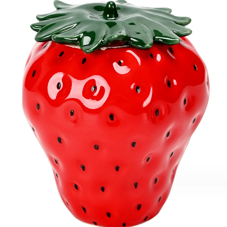 Wholesale New Strawberry Ceramic Tea Can Fruit Ceramic Storage Can Home  Sealed Storage jar