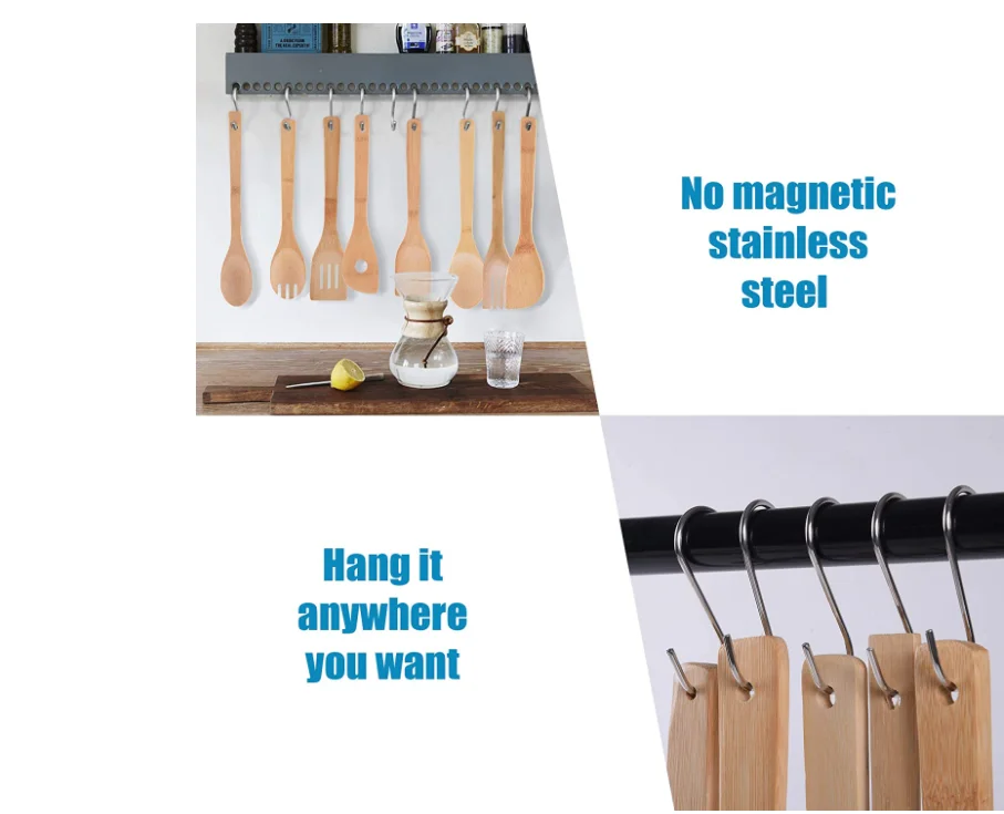 Bamboo Kitchen Utensils with Holder, Wooden Spatulas and Cookware Set, Bamboo Spoons for Cooking