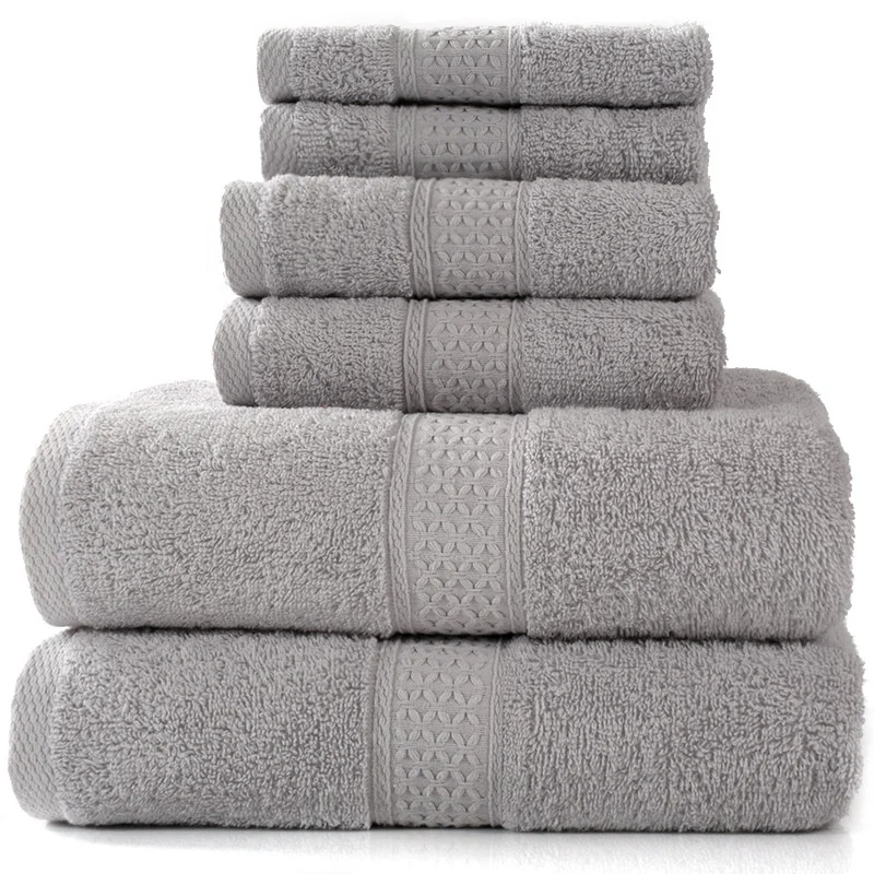 Custom printed  logo 100% cotton hotel towel  bathroom towels 6 pcs set