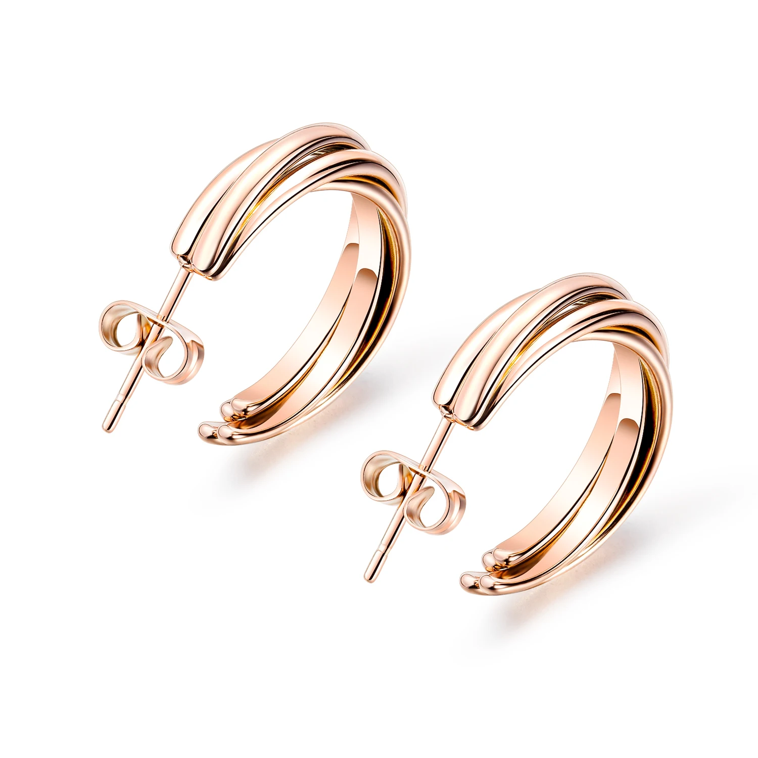 Stainless Steel Twist Earrings Minimalist Jewelry 18k Gold Plated Twisted Rope Earrings for Women