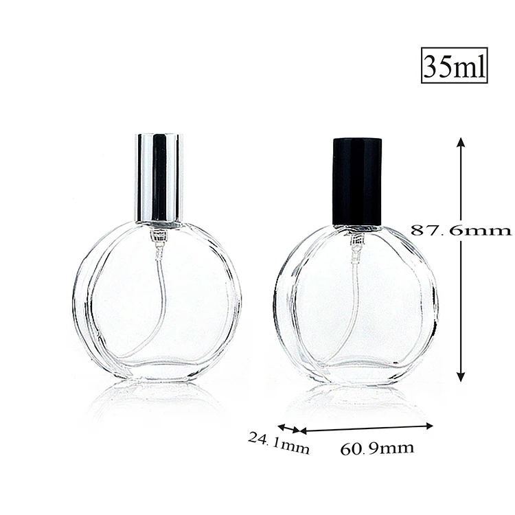 Custom Logo 35ml Small Quantity Perfume Bottles Flat Shoulder Empty Glass Packaging for Oil Perfumes Wholesale