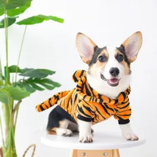 Pet Dog Tiger Hoodie Coat Funny Halloween Tiger Pet Clothes Cosplay Cute Dogs Costume Warm Apparel For Dog