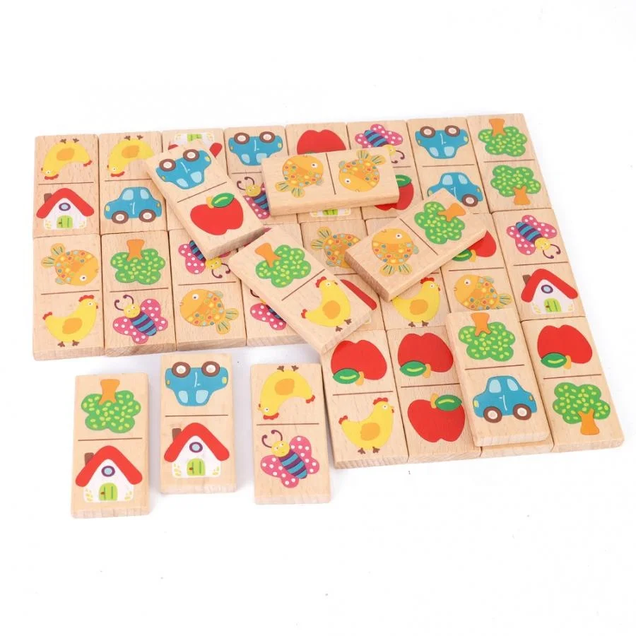 28 Pcs/Set Animal Wooden Dominoes For Kids Educational Toy