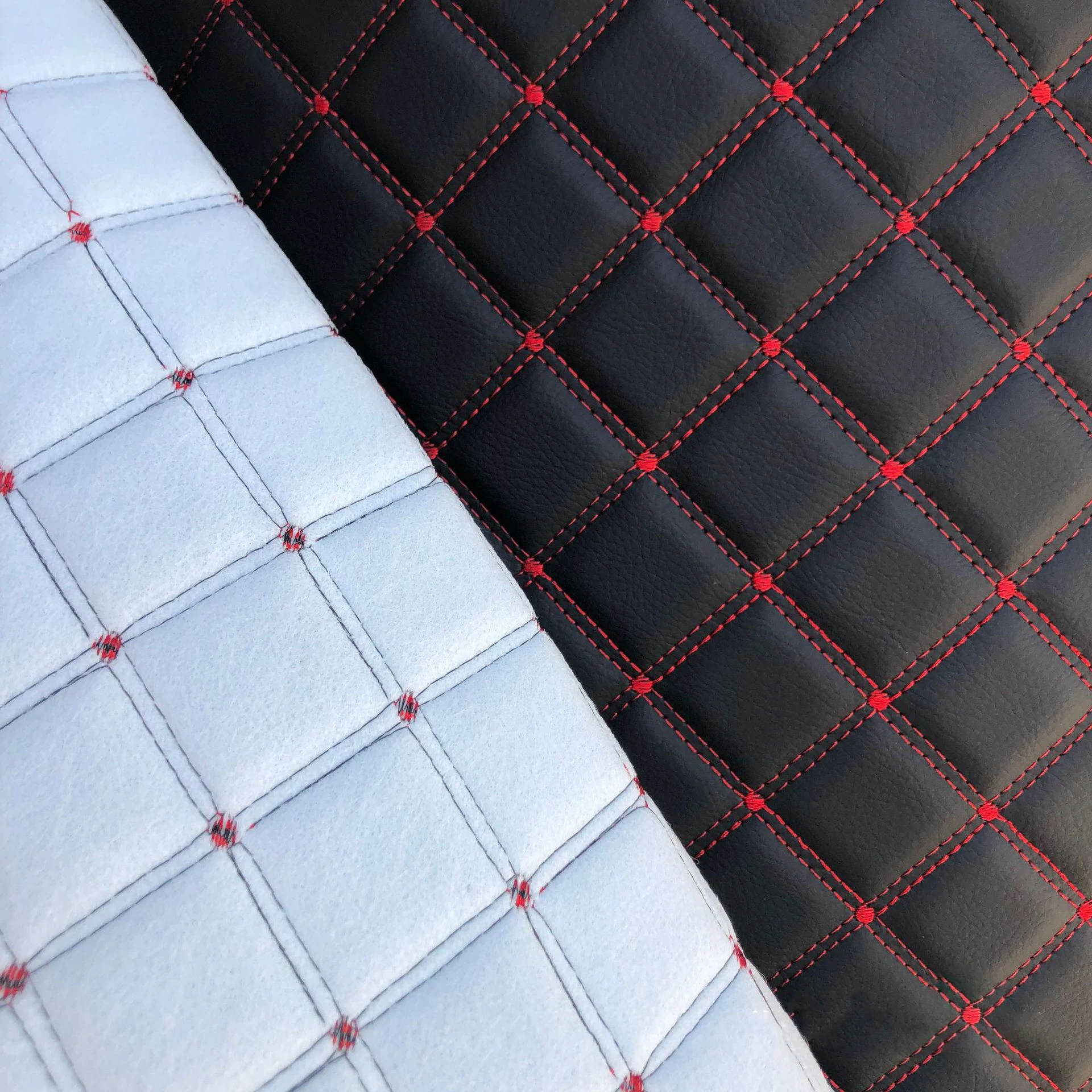 Embroidery Quilted Stitching PU PVC Synthetic Leather Fabric For Car Seat & Car Mats