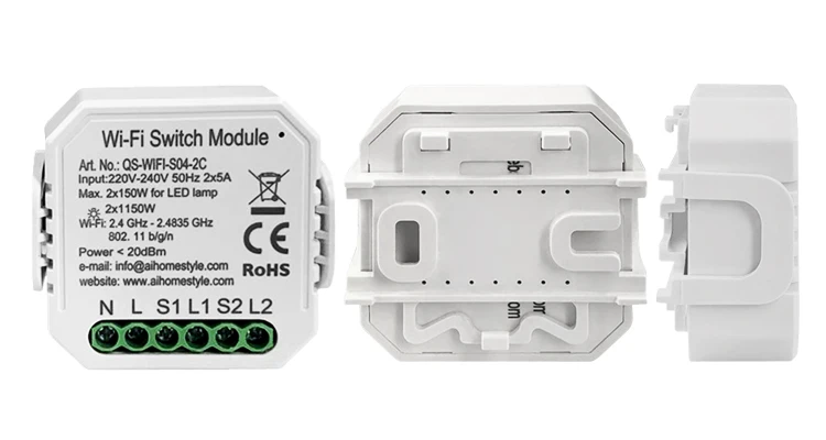 New Domotic 2x5A Smart Double Relay Switch Wireless ON-OFF Power Supply Wi-Fi Dual Switch