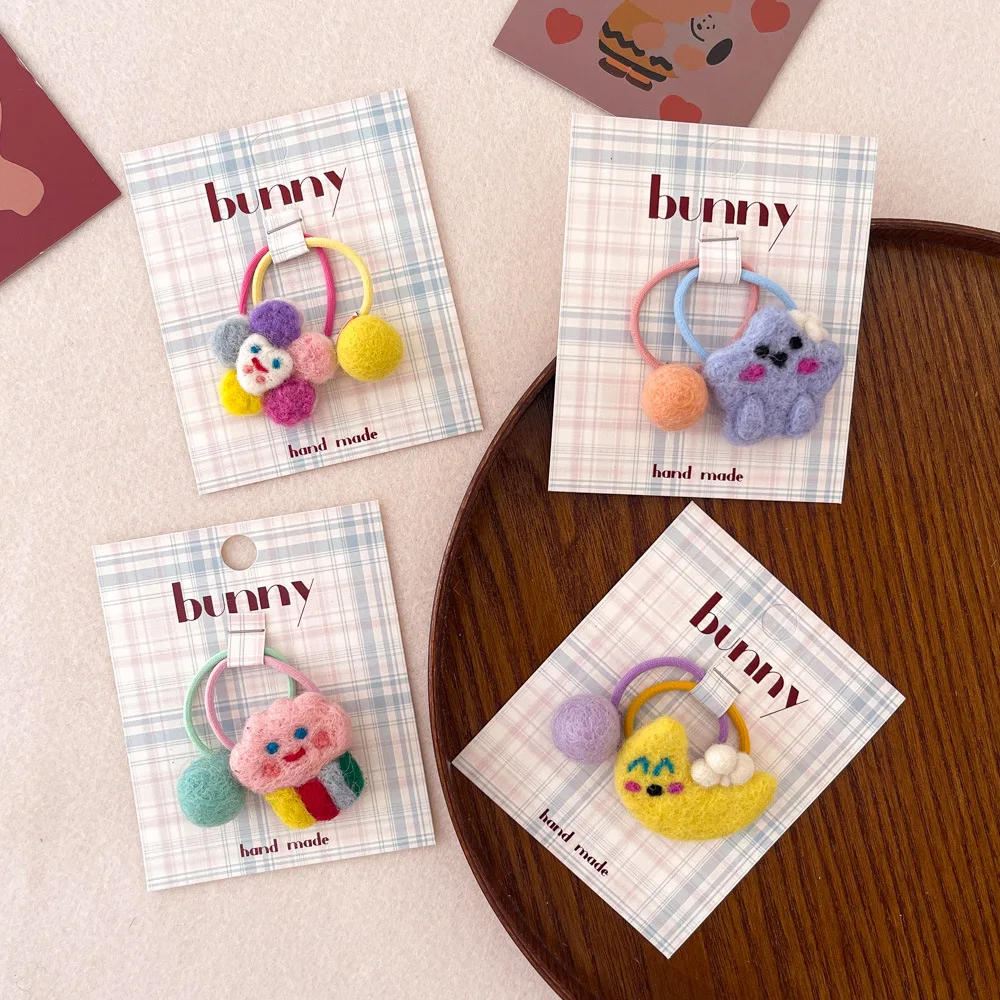 GEERDENG Wholesale Korean Style Cute Hair Tie Set For Kids Autumn And Winter Felt Elastic Hair Ties For Kids