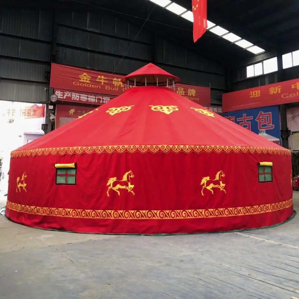 10 Meters Diameter Steel Frame Large Tent With Wooden Door Mongolian Yurt